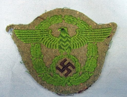 German WWII Municipal Police Cloth Sleeve Insignia, Uniform Removed — image 3