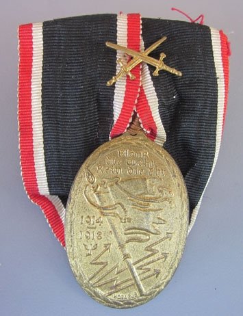 German Post WWI Kyffhauserbund Veteran Medal, Crossed Swords, Parade Mount — image 2