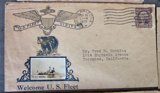 US Pre WWII USS Arizona Envelope & Photo Lot — image 3