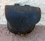 US Civil War Black Leather Cap Pouch, Vent Pick