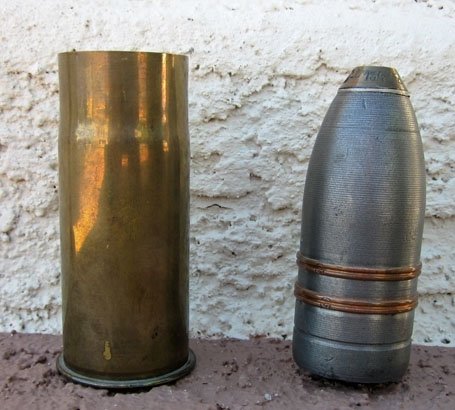 French WWI 37mm Projectile & Case, 1918, INERT — image 3