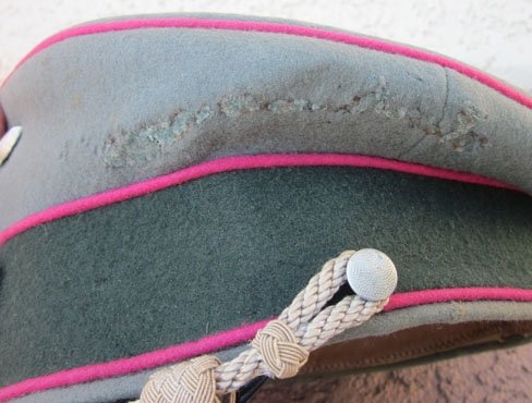 German WWII Heer Officers Schirmmutze, Carmine Piping, Meisterklasse Label**ON HOLD TYLER** — image 4