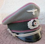 German WWII Heer Officers Schirmmutze, Carmine Piping, Meisterklasse Label**ON HOLD …