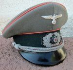 German WWII Heer Officers Schirmmutze, Panzer Piped, Max Pfieler Mfg.