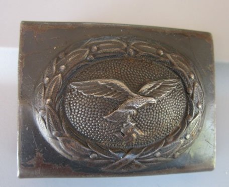 German WWII Luftwaffe Enlisted Buckle, Stamped Steel — image 2