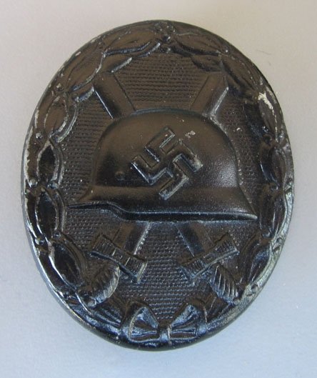 German WWII Black Wound Badge, Stamped Steel — image 2