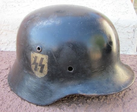 German WWII M1935 Steel Helmet Shell, Large Size ET68, Allgemeine-SS Tribute — image 3