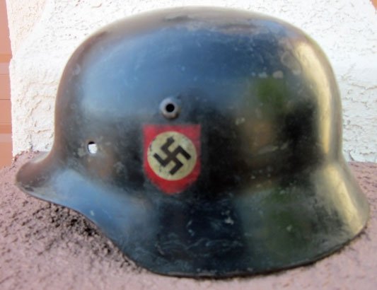 German WWII M1935 Steel Helmet Shell, Large Size ET68, Allgemeine-SS Tribute — image 5
