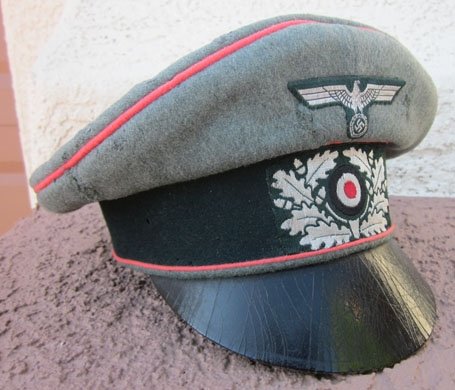 German WWII Heer 'Old Style' Officer's Field Cap, Panzer Piping, Erel Mfg — image 2