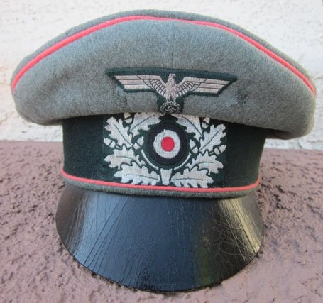 German WWII Heer 'Old Style' Officer's Field Cap, Panzer Piping, Erel Mfg — image 3