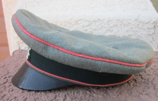 German WWII Heer 'Old Style' Officer's Field Cap, Panzer Piping, Erel Mfg — image 4