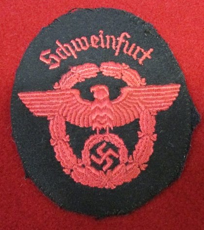  German WWII Fire Police Sleeve Eagle, Schweinfurt, Cut From Uniform — image 3