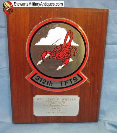  US Cold War Era USAF 312th TFTS Squardon Plaque — image 2