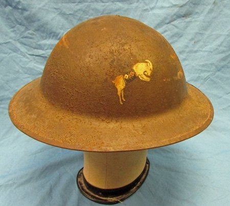  US WWI British Mfg. Doughboy Helmet Shell, Signals Unit Insignia — image 2