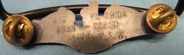  US Cold War Era, Inscribed US Navy Submarine Dolphins, USS Florida — image 2