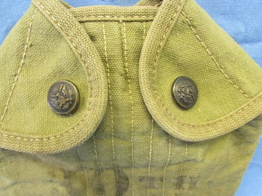  US Pre WWI, Rimmed Eagle Snap Canteen Cover, Unit Marked — image 5