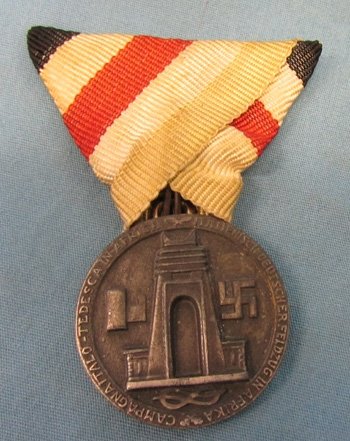  Italian German WWII Africa Campaign Medal, Austrian Style Folded Ribbon. — image 3