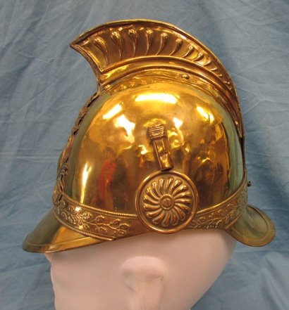  French Late 19th, Early 20th Century Brass Fire Helmet — image 4