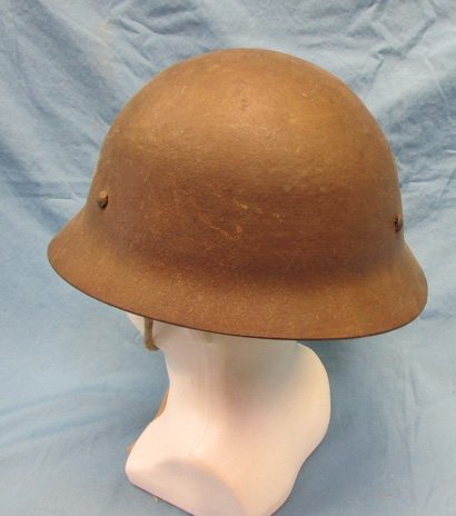  Japanese WWII Civil Defense Steel Helmet, Green Cross — image 3
