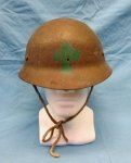 Japanese WWII Civil Defense Steel Helmet, Green Cross