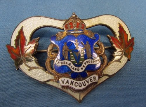  Canadian WWII Era City of Vancouver Sterling & Enamel Badge — image 2