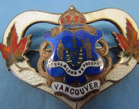  Canadian WWII Era City of Vancouver Sterling & Enamel Badge — image 3