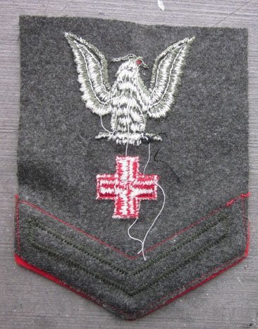 US WWII USN/USMC 3rd Class Pharmacist Mate Rate, Green Wool — image 3