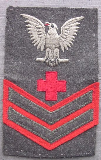 US WWII USN/USMC 2nd Class Pharmacist Mate Rate, Green Wool — image 2