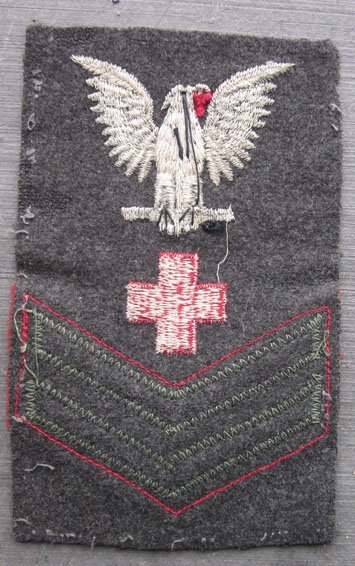 US WWII USN/USMC 2nd Class Pharmacist Mate Rate, Green Wool — image 3