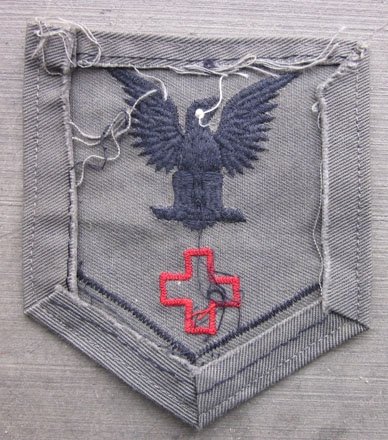 US WWII Era US Navy 3rd Class Pharmacist Mate Rating, Gray Cotton Uniform — image 3