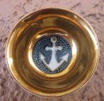 Japanese WWII Showa Era Imperial Navy Sake Cup, Blue/white Exterior, …