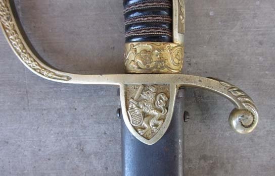 German Imperial Era, Bavarian Cuirassier Officer Dress Sword, E.Pack Mfg, Etched Blade — image 3