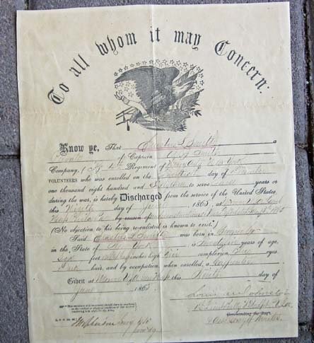 US Civil War Soldiers Discharge, Erastus L. Smith, 4th New York Heavy Artillery — image 2