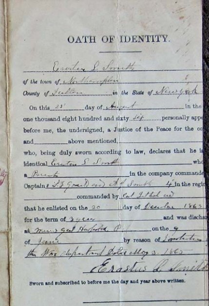 US Civil War Soldiers Discharge, Erastus L. Smith, 4th New York Heavy Artillery — image 4