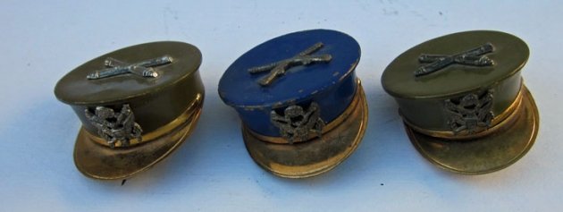 US WWII Era Ladies Photo Locket's, Army Visor Hats, Lot of Three — image 2