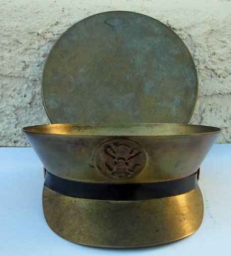 US WWII Brass Candy Dish, US Army Enlisted Visor Hat — image 3