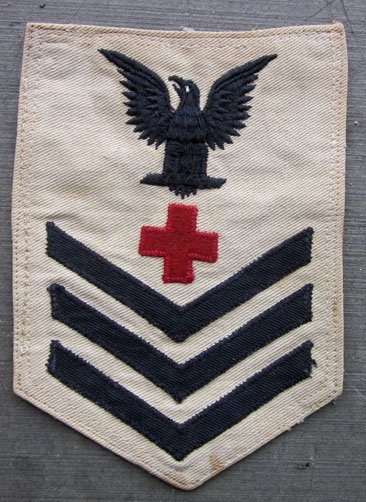 US WWII US Navy 1st Class Pharmacist Rate, White Cotton — image 2