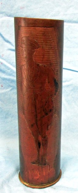  French WWI 75 Trench Art Shell, Marne, British Officer — image 2