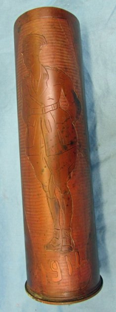  French WWI 75 Trench Art Shell, Marne, British Officer — image 5