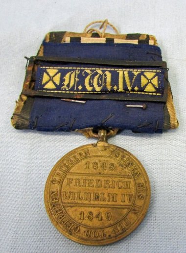  German Hohenzollern Combatants Medal 1848-49 & Landwehr Clasp — image 3