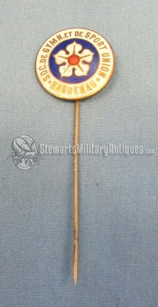  French WWII Era Gymnastic Union Stick Pin, Haguenau, 101st Abn — image 2