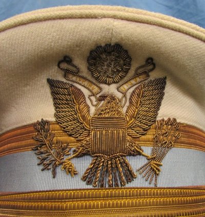  US 1930's White Topped Army Officer Summer Dress Visor Hat — image 3