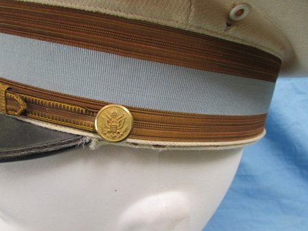  US 1930's White Topped Army Officer Summer Dress Visor Hat — image 4