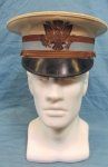 US 1930's White Topped Army Officer Summer Dress Visor Hat