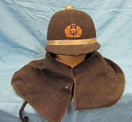  Japanese WWII Era Fire Helmet with Neck Skirt — image 2