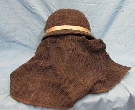  Japanese WWII Era Fire Helmet with Neck Skirt — image 4