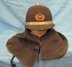 Japanese WWII Era Fire Helmet with Neck Skirt