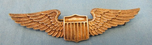  US Pre WWII Arm Air Corps Pilot Wings, Sterling, Pinback — image 2
