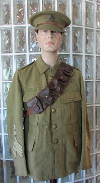  British WWI Royal Artillery Uniform Set, Hat, Bandoleer, Tunic & Boots — image 2