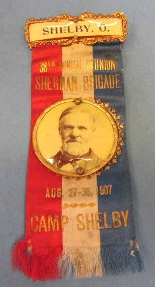  US Post Civil War, Camp Shelby Ohio Reunion Ribbon 1907, Sherman Brigade — image 3